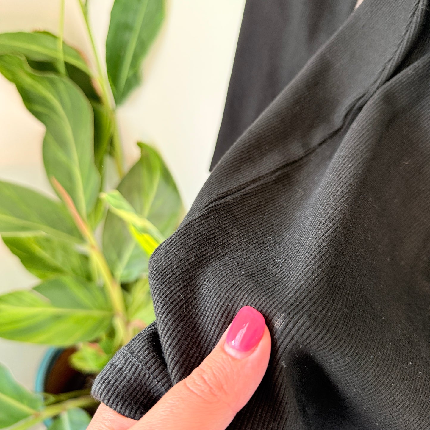 Ourhour Size S Black Long-Sleeved Ribbed Knit Mini Bodycon Dress