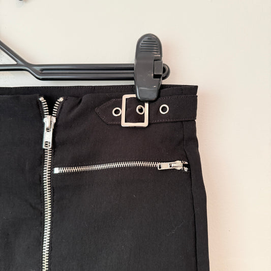 Spiral Size 14 Black Zipper Detail Mini Skirt