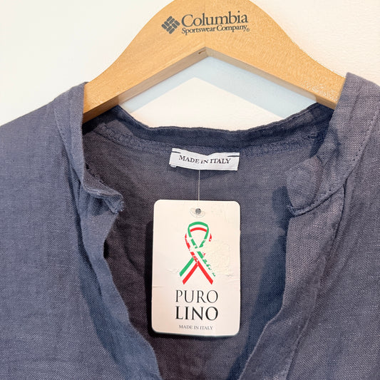 Puro Lino Navy Linen Tunic Top – One Size