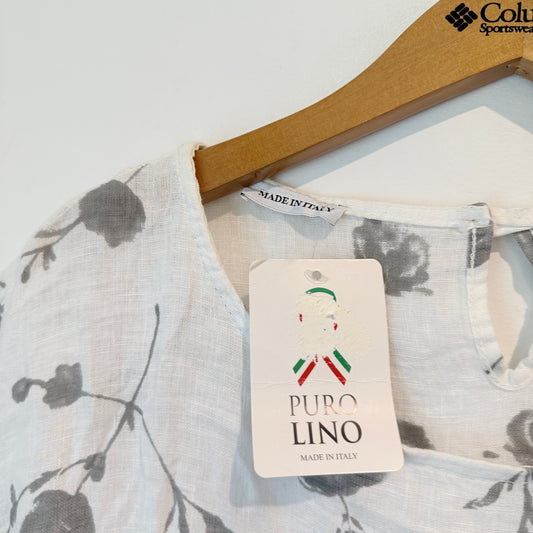 PURO LINO Floral Linen Dress – One Size