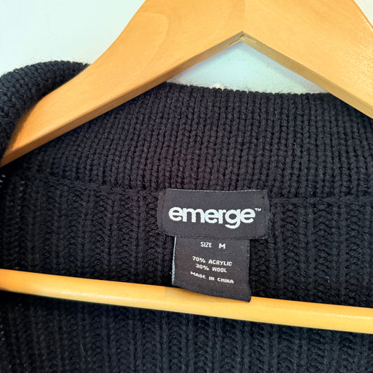 Emerge Size M Black Cardigan Sweater