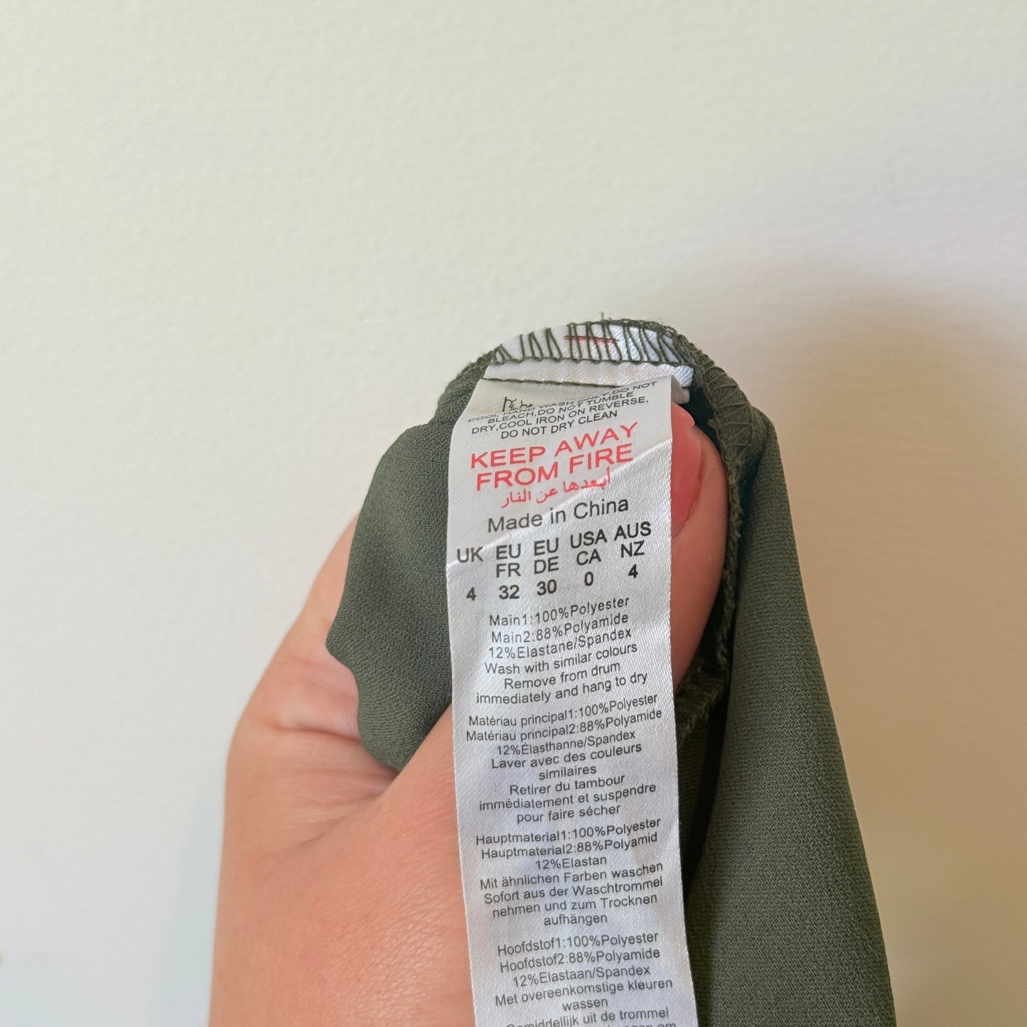 PrettyLittleThing Olive Green Satin & Lace Bodycon Dress - Size 4