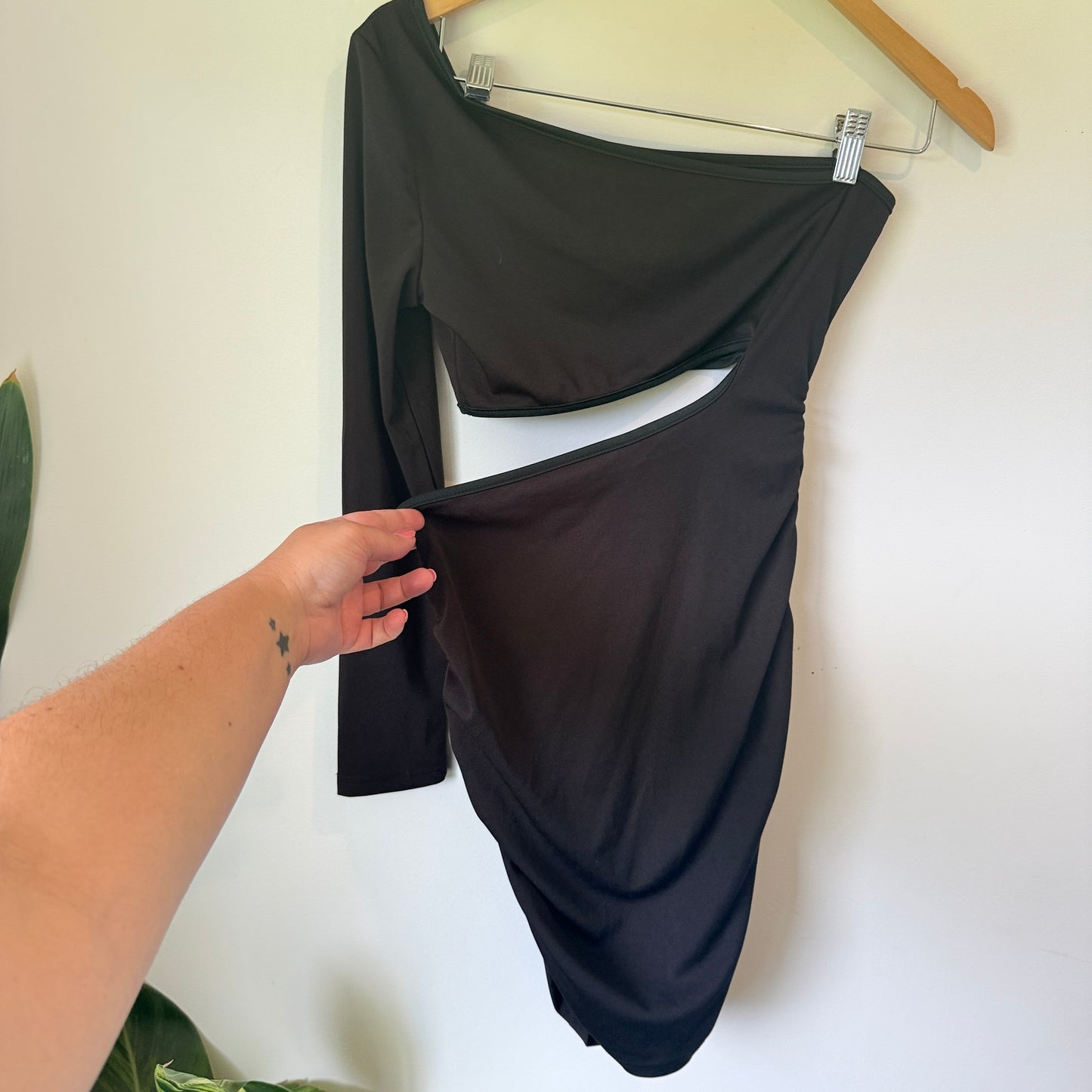 Shein One Shoulder Cutout Dress Black - Size S