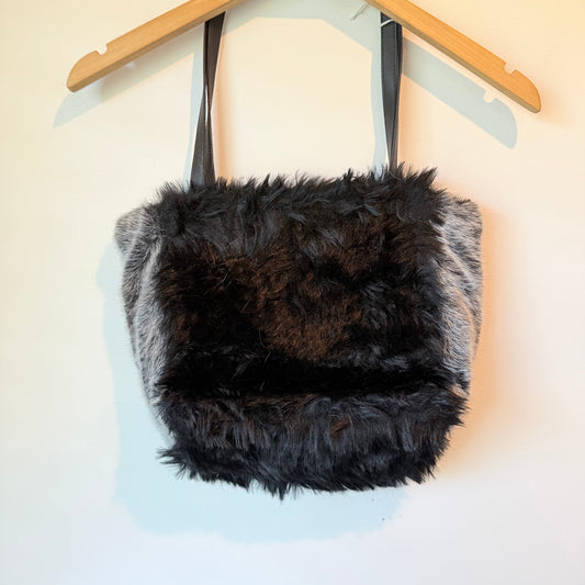 Faux Fur Bag (Black & Grey)
