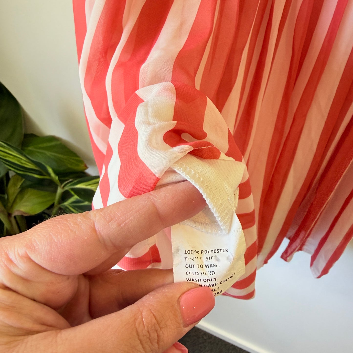 Pagani Striped Fit & Flare Dress Pink & White - Size 12