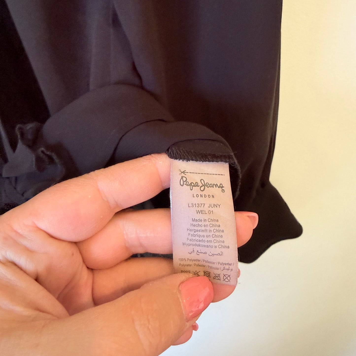 Pepe Jeans London Pleated Ruffle Front Blouse Black - Size S