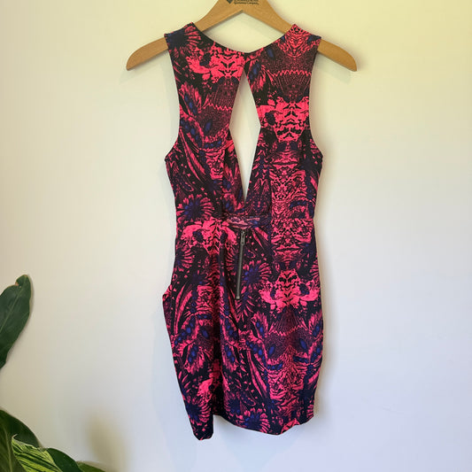 Venus Abstract Print Cutout Mini Dress - Size 6