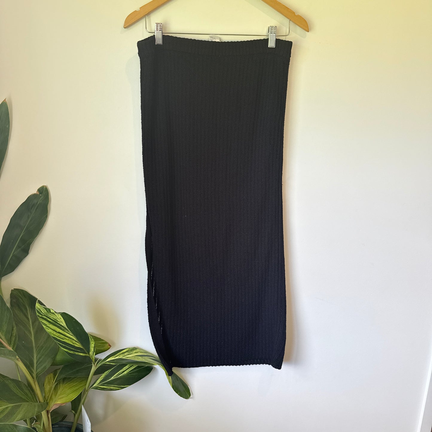 Anko Ribbed Knit Midi Skirt Black - Size 14
