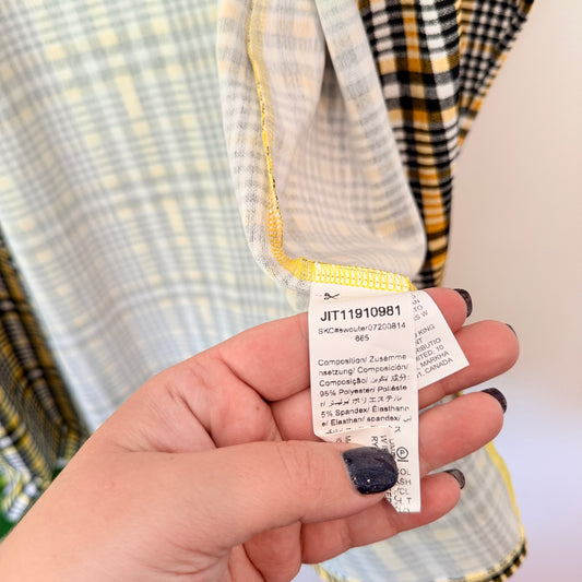 Shein Curve Size 0XL Plaid Drape Front Cardigan