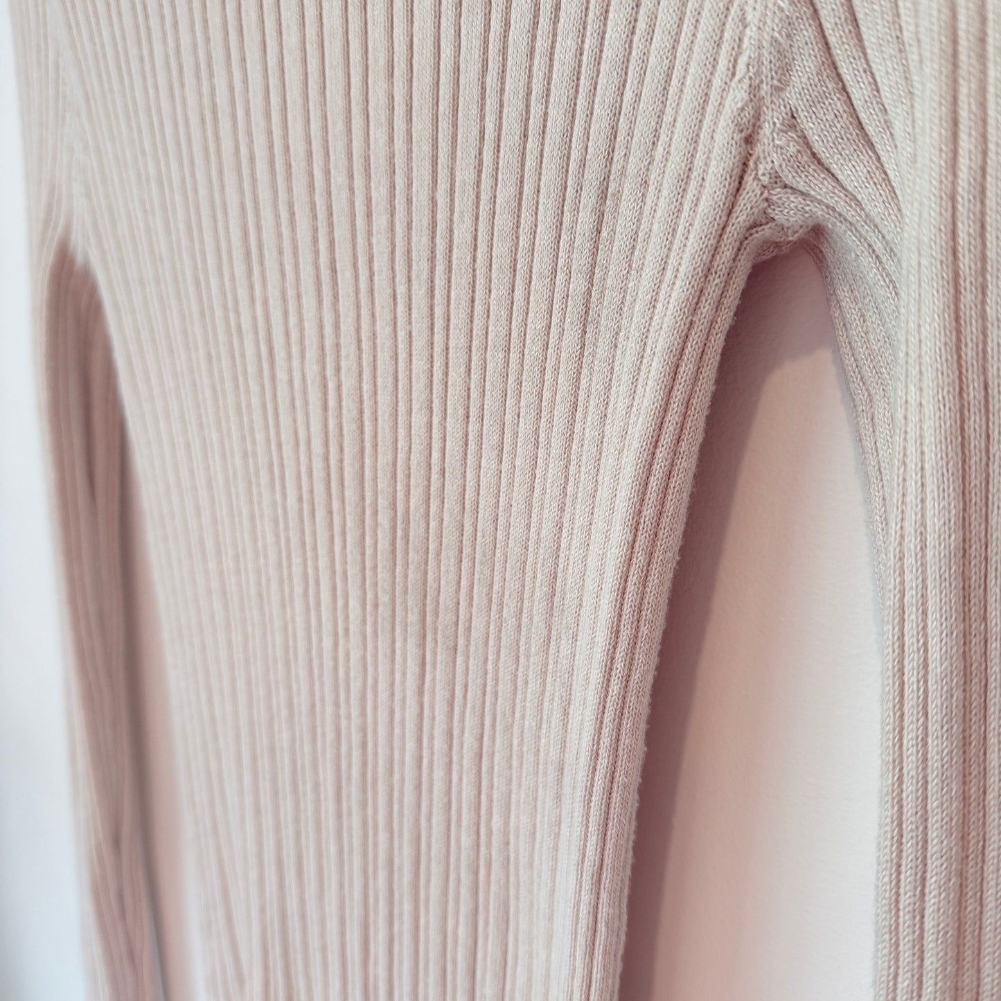 Only Size XS Beige Fine Rib-Knit Longline Cardigan
