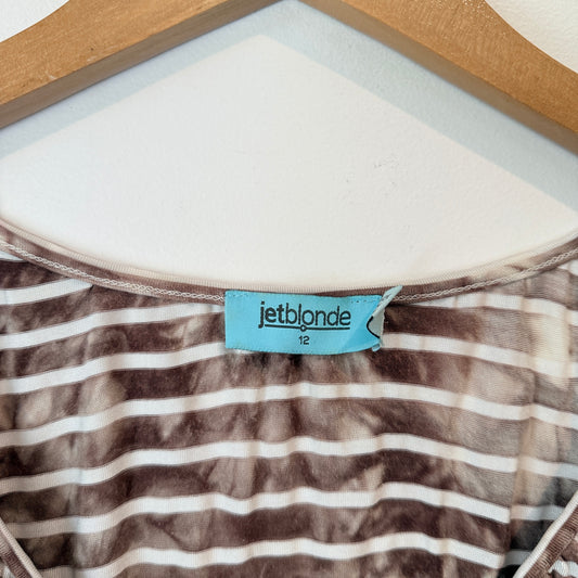 Jetblonde Size 12 Striped Scoop-Neck Long-Sleeve Top