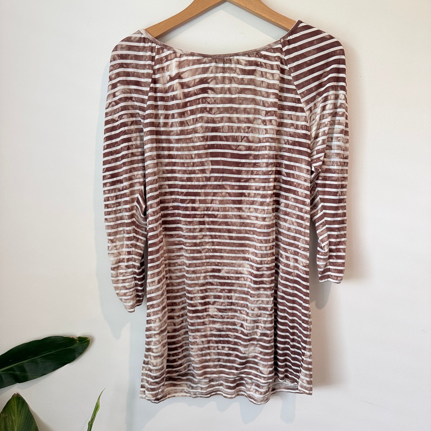 Jetblonde Size 12 Striped Scoop-Neck Long-Sleeve Top