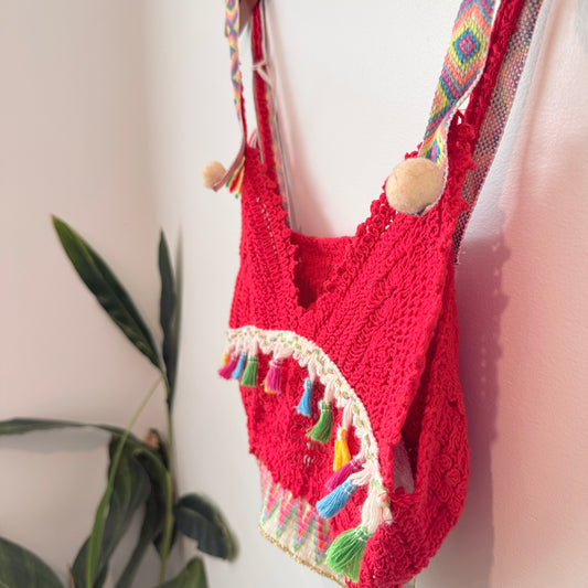 Red Crochet Crop Top | U/Arm to U/Arm 35cm