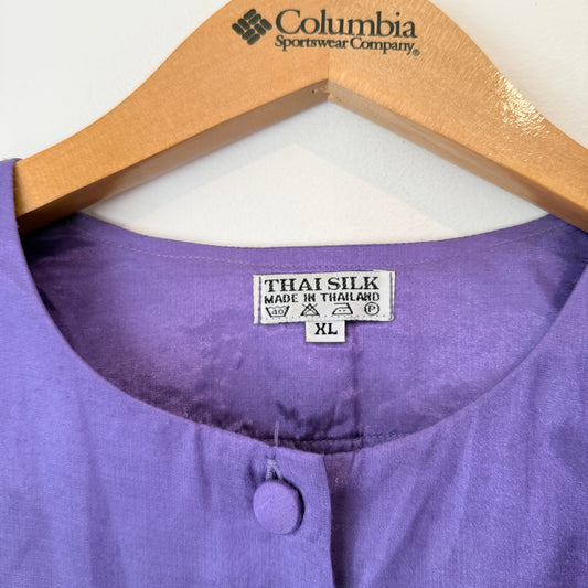 Thai Silk Size XL Purple Short-Sleeved Blouse