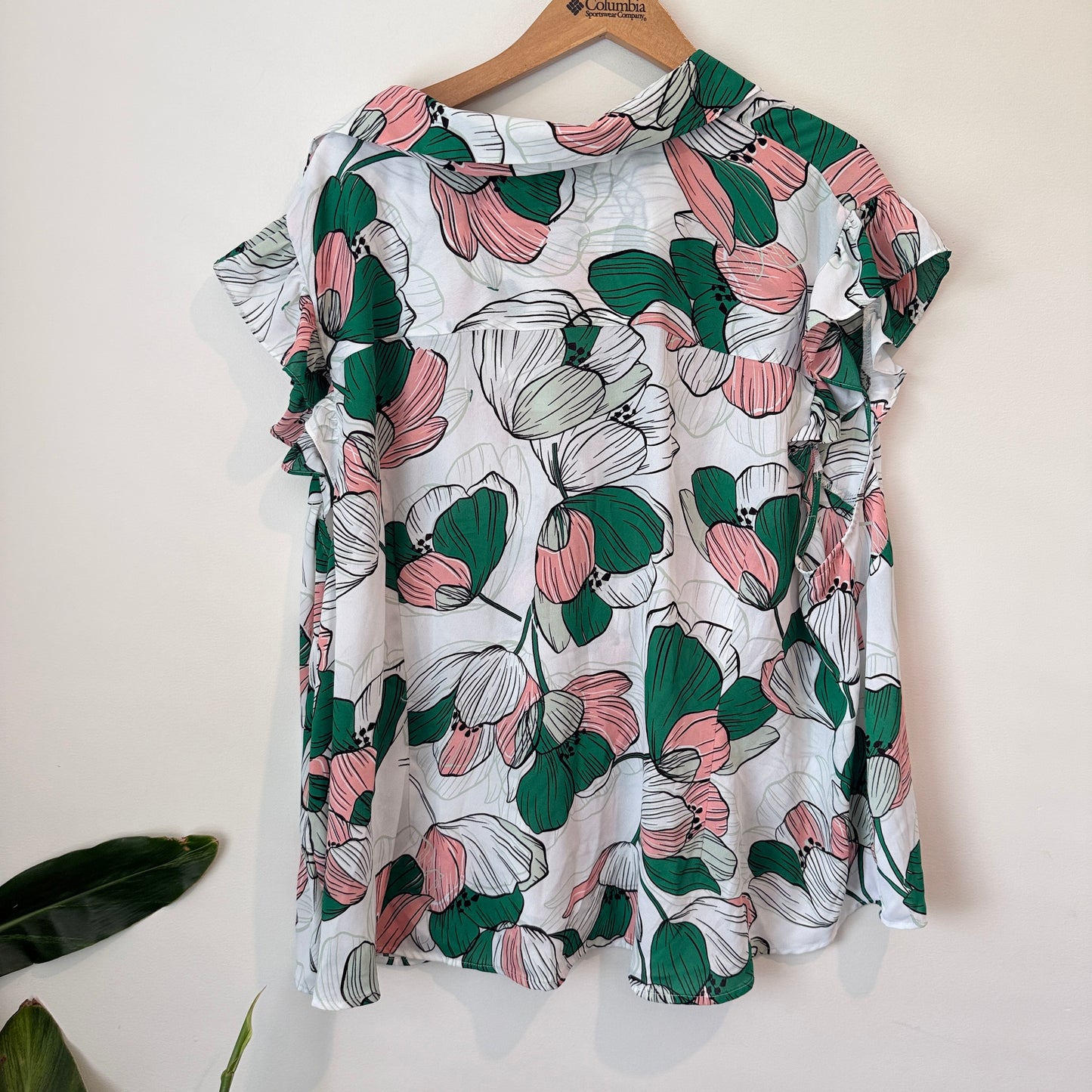 Liz Claiborne Size 3X Floral V-Neck Blouse