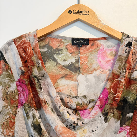 Kamiko Size 16 Multicolored Floral Sheer Top