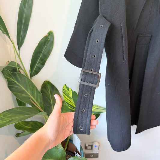 Zara Basic Size M Black Wool Blend Coat