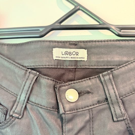 Labor 66cm Waist Black Coated Skinny Jeans