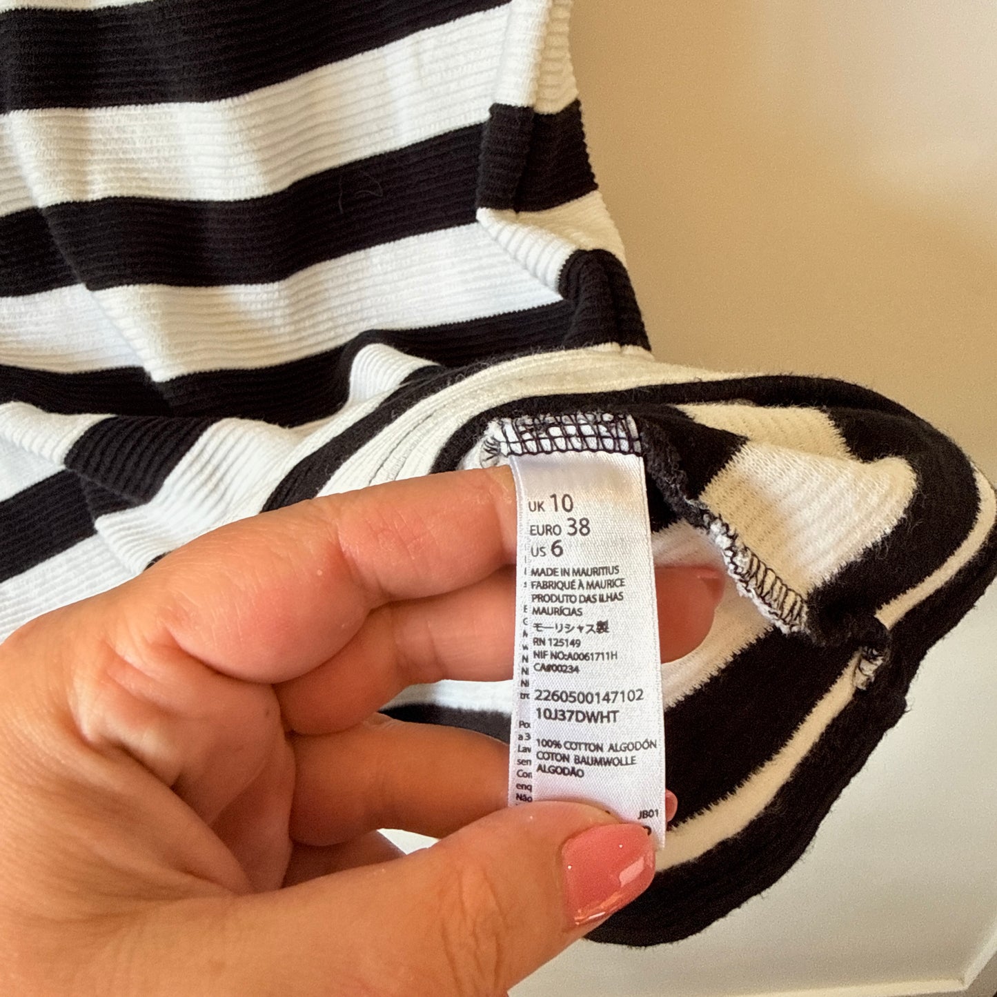 Topshop Size 10 Ribbed Cotton Dress