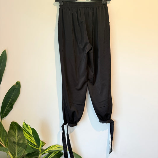 Brand Unknown 64cm Waist Black Satin Drape Jogger Pants