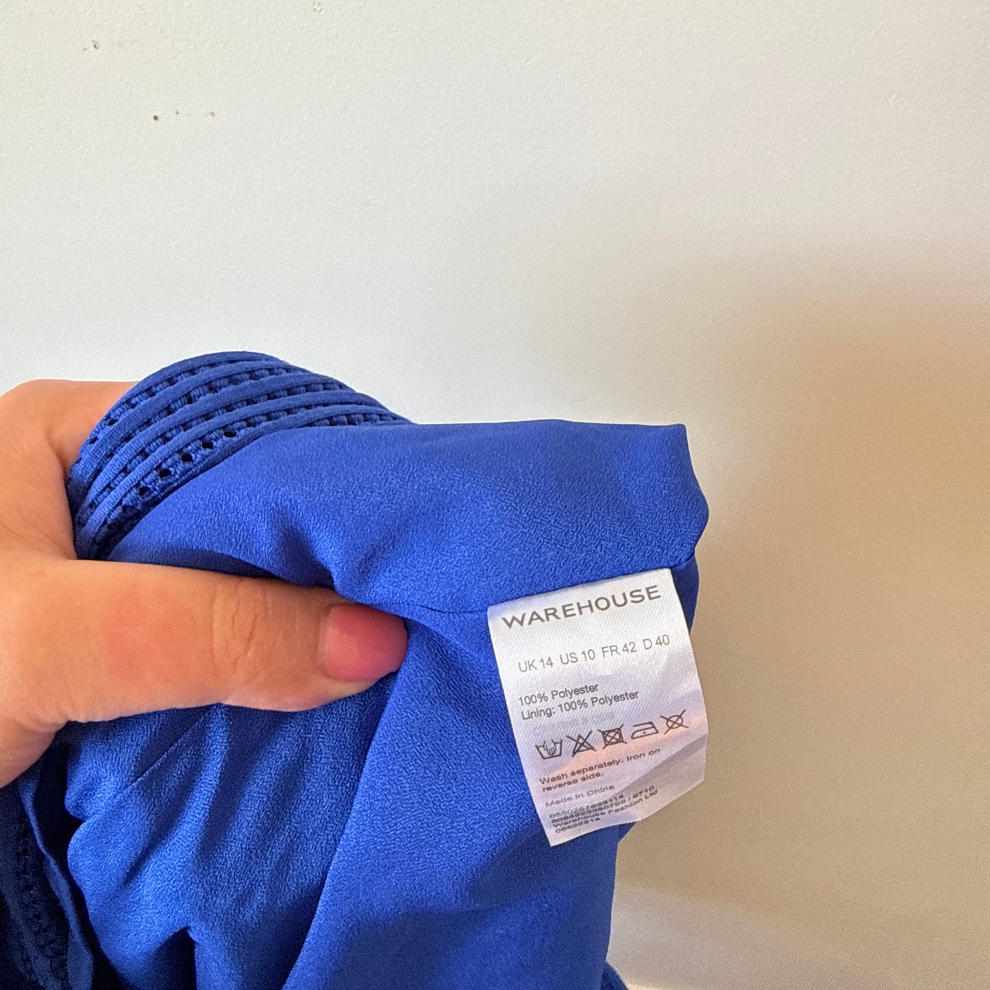 Spotlight by Warehouse Blue Textured Midi Skirt - Size UK 14