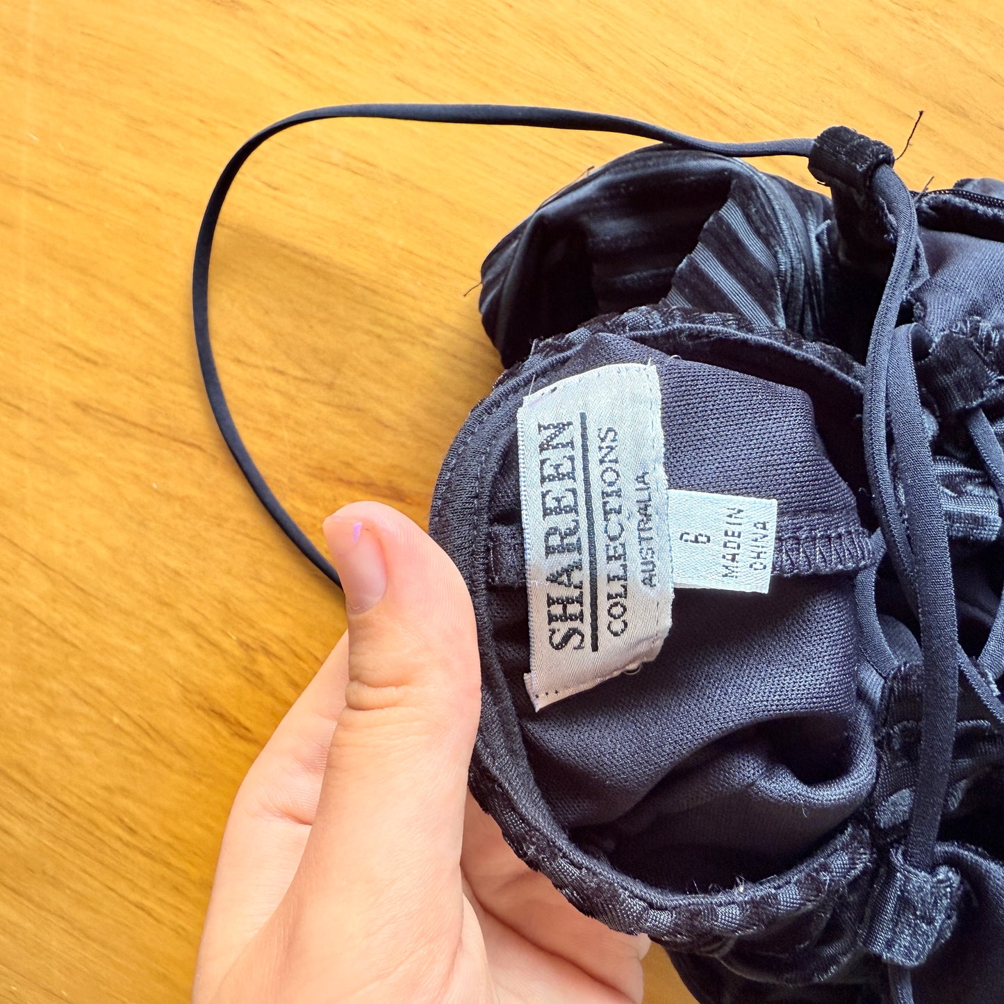 Shareen Size 6 Black V-Neck Striped Slip Dress