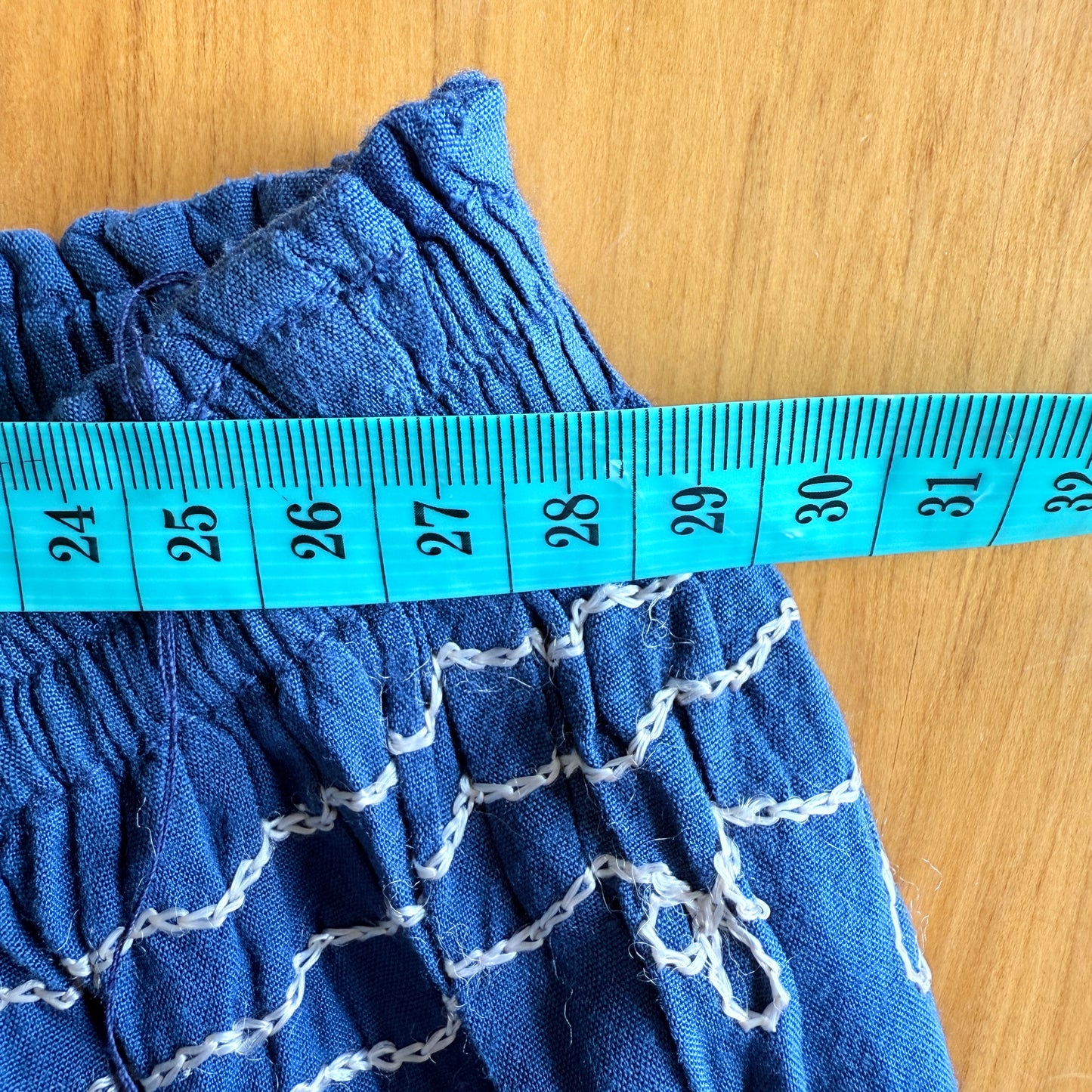 Brand Unknown U/Arm 29cm Blue Strapless Rayon Romper