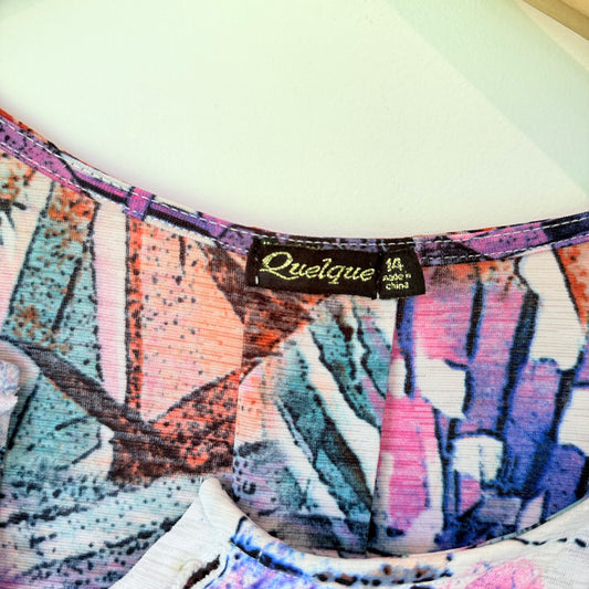 Quelque Size 14 Colorful Abstract Tunic Dress