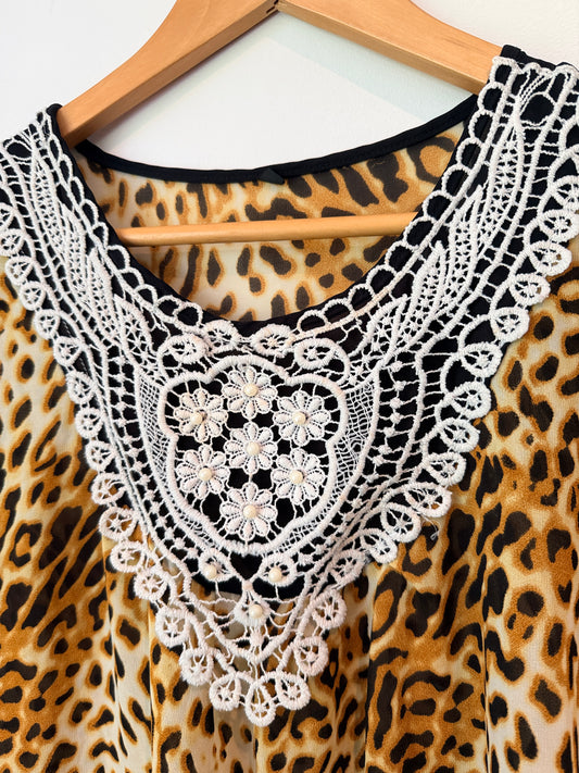 Brand Unknown Size U/Arm to U/Arm 52cm Leopard-Print Tank Top