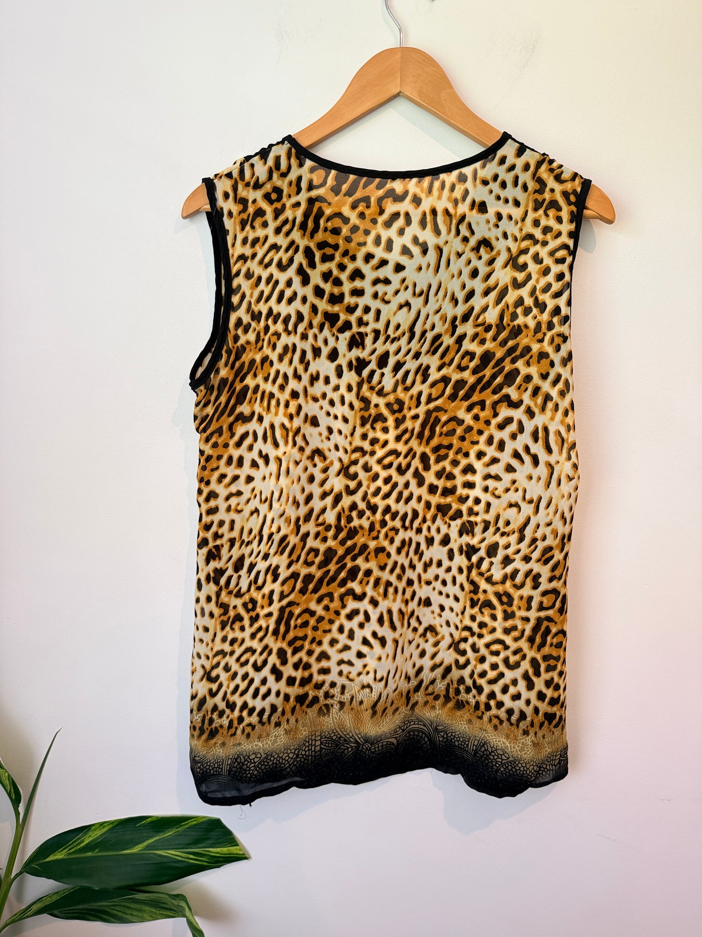 Brand Unknown Size U/Arm to U/Arm 52cm Leopard-Print Tank Top