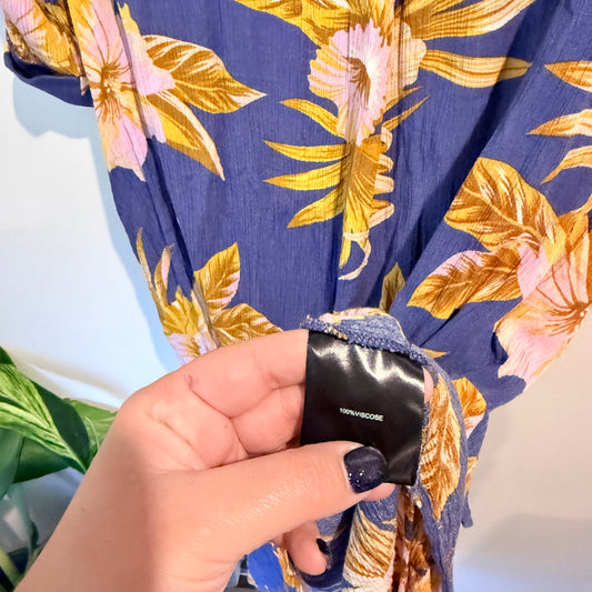 Studio Curve Size 10 Tropical Floral Print Shirt Dress