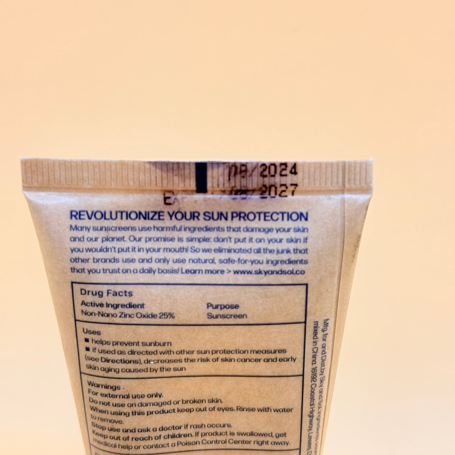 Sky & Sol Face & Body Sunscreen SPF50 Natural Zinc 85g