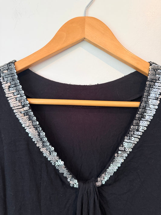 Brand Unknown U/Arm to U/Arm 39cm Long-Sleeve Sequin Trim Top