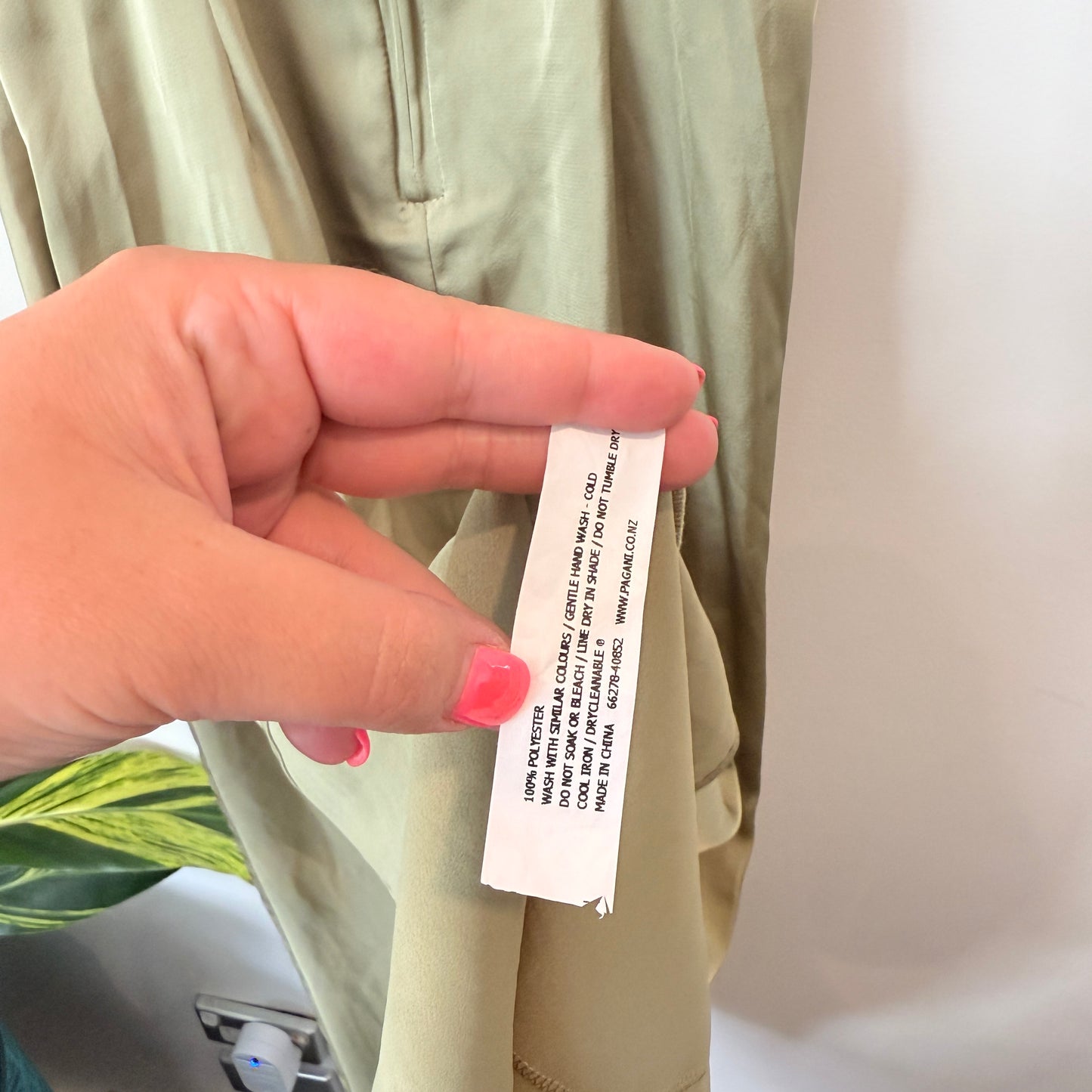 PAGANI Dress Sage Green Satin Slip - Size 6