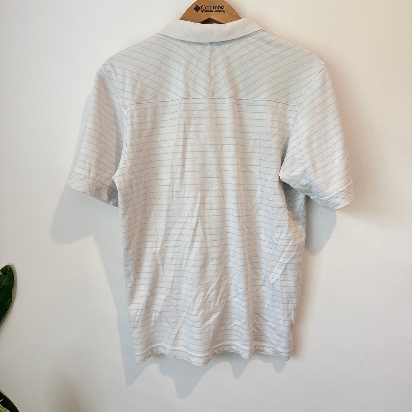 NIKE Polo White/Grey Pinstripe NikeFIT DRY - Size S