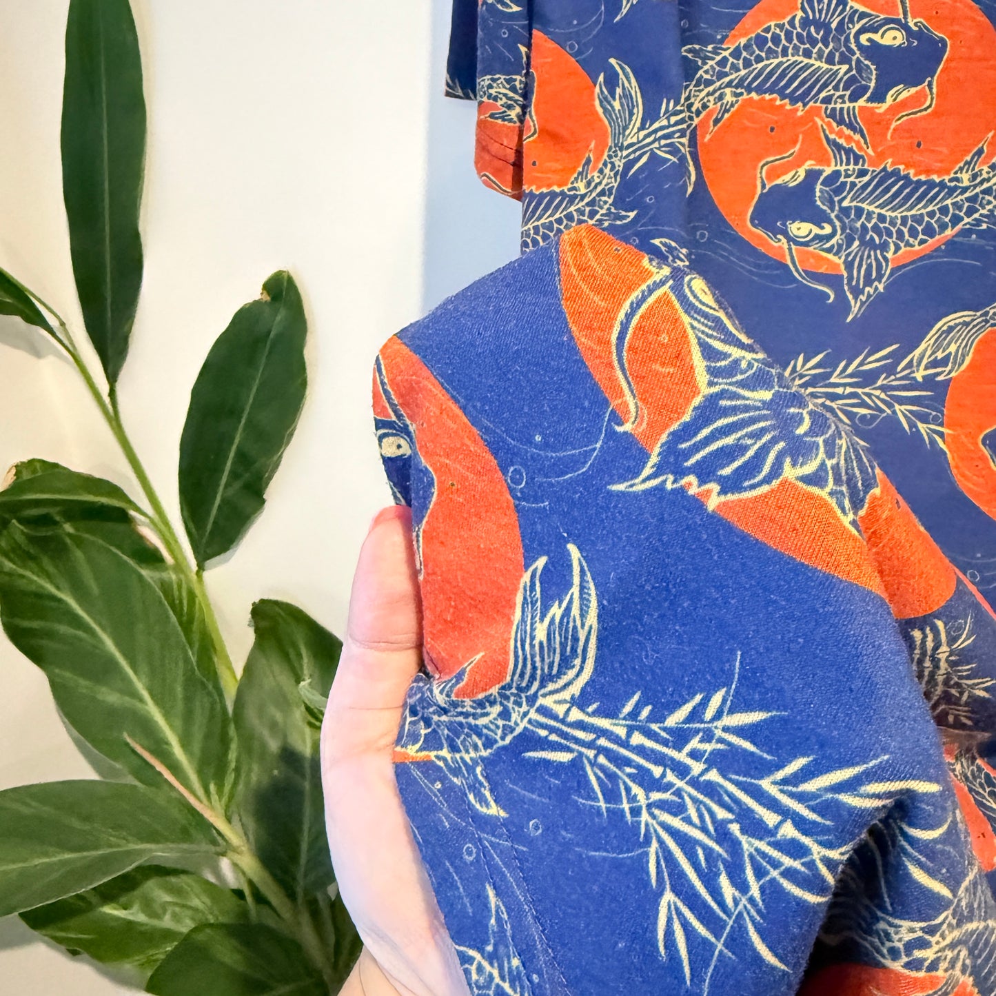 Kings Size U/Arm 72cm Blue and Orange Fox Pattern Top