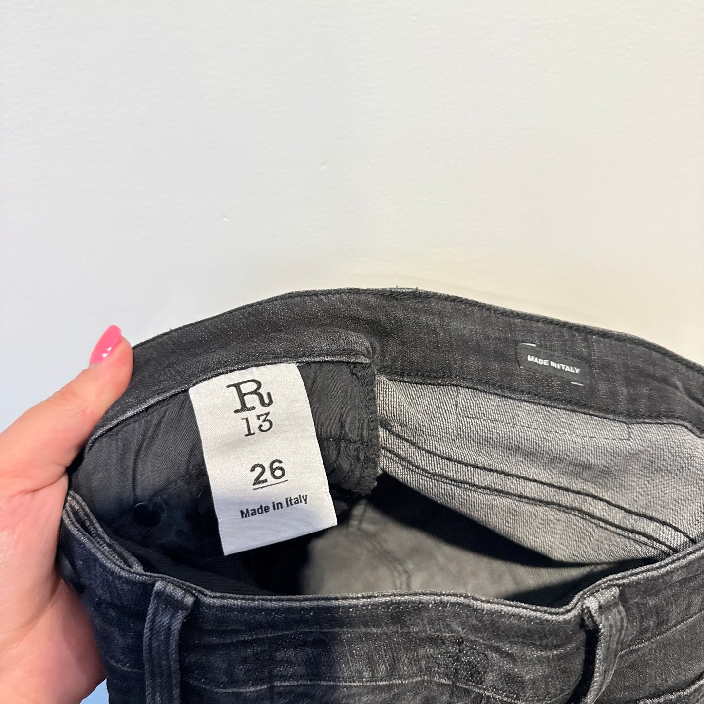 R13 Size 26 High Rise Fringe Ankle Skinny Jeans in Black