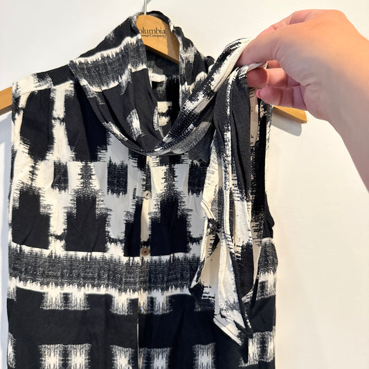 Trenery Sleeveless Blouse Top Black White - XXS