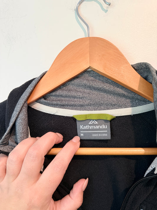 Kathmandu Size M Quarter-Zip Black Fleece Top