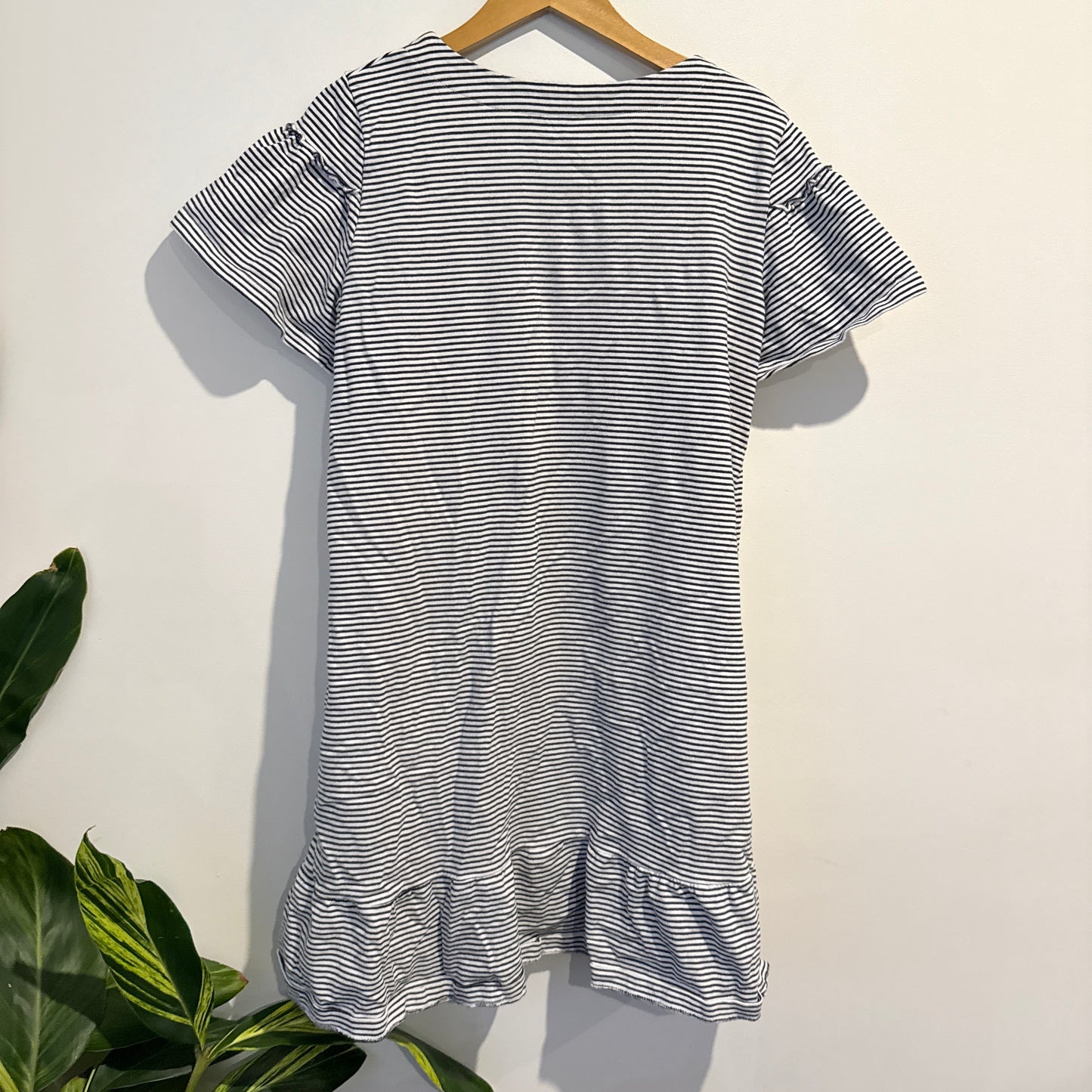 Emerge Short Sleeve Mini Dress Black White Stripe - 14