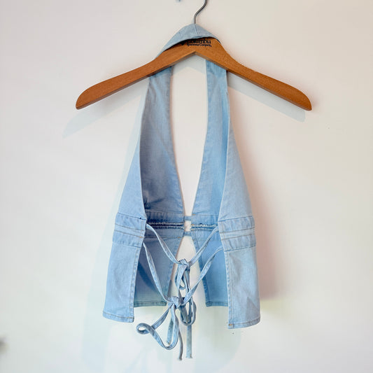 Glassons Denim Halter Tie-Back Top Size 10