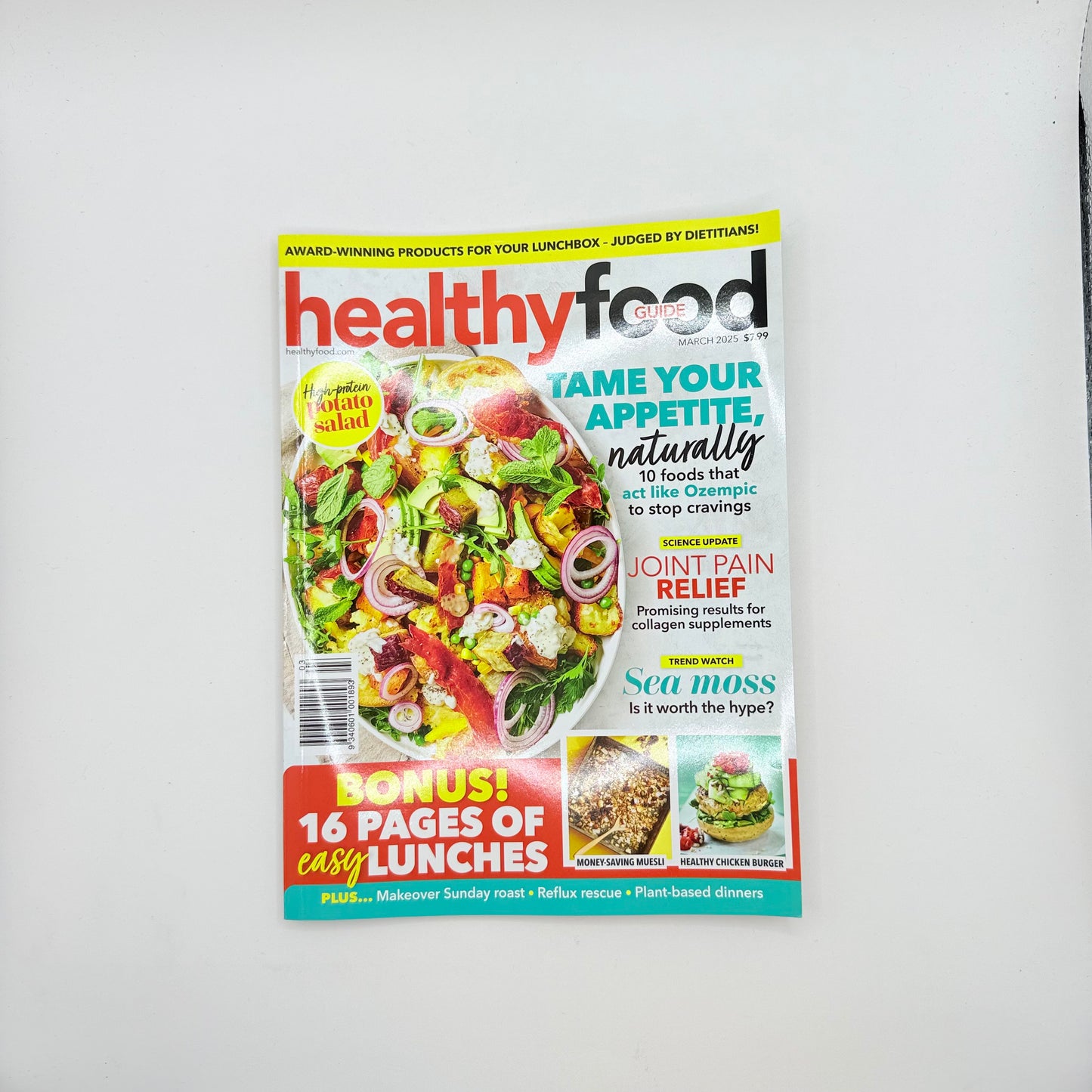 Healthy food guide magazine - march 2025 - tame your appetite naturally - consumer magazines printed media