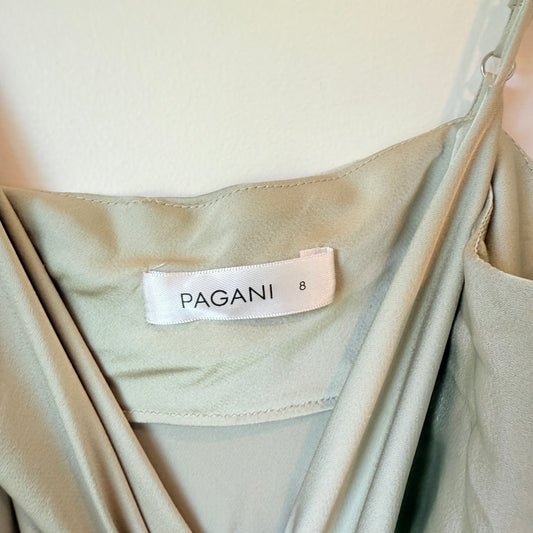 PAGANI Slip Dress Sage Green Cowl Neck - Size 8