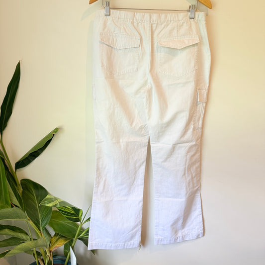 Glassons White Linen Blend Drawstring Cargo Pants Size 10