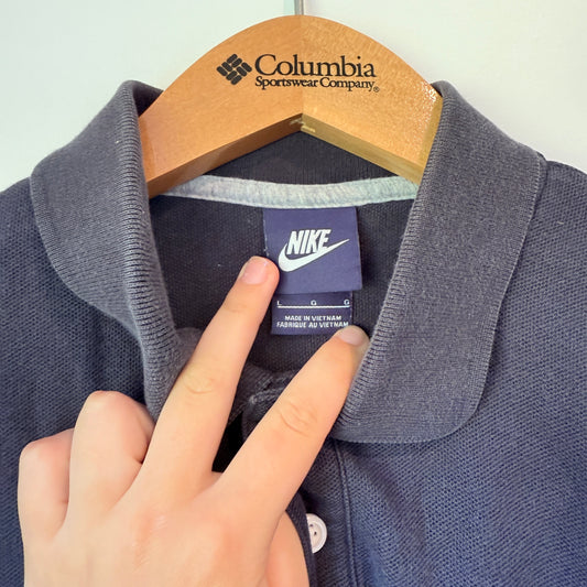 NIKE Short Sleeve Polo Shirt Navy/Dark Grey - Size L