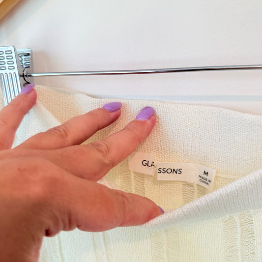 Glassons Cream Ribbed Knit Midi Skirt Size M