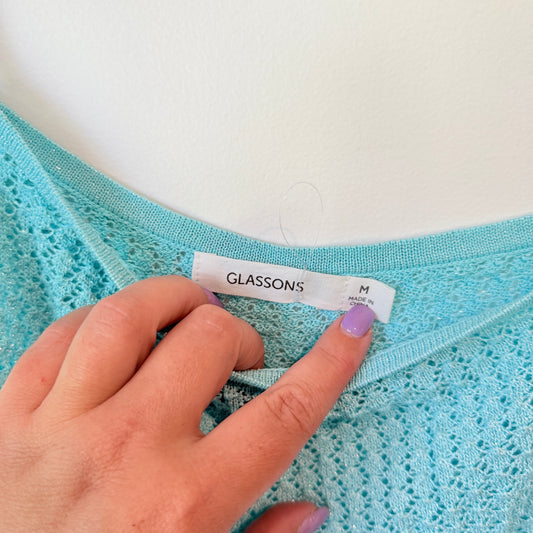 Glassons Turquoise One-Shoulder Knit Top Size M