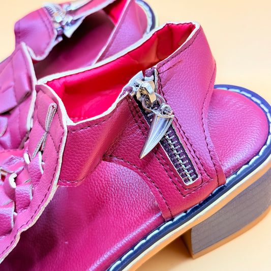 Women’s Burgundy Heeled Sandals Size 39