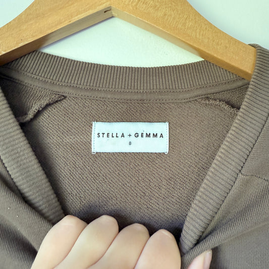 STELLA + GEMMA Nico Sweatshirt Floral Graphic Brown - Size 8