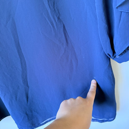 RUBY Long Sleeve Ruffle Mini Dress Navy Blue - Size 12